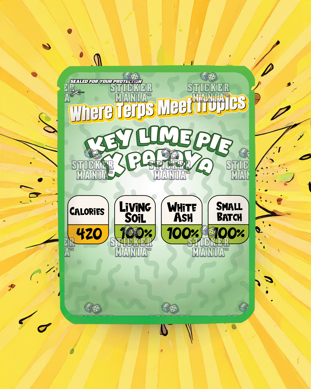 Calyxso • Kiwi Breeze | Pre-Made Sticker Bag | 3.5g