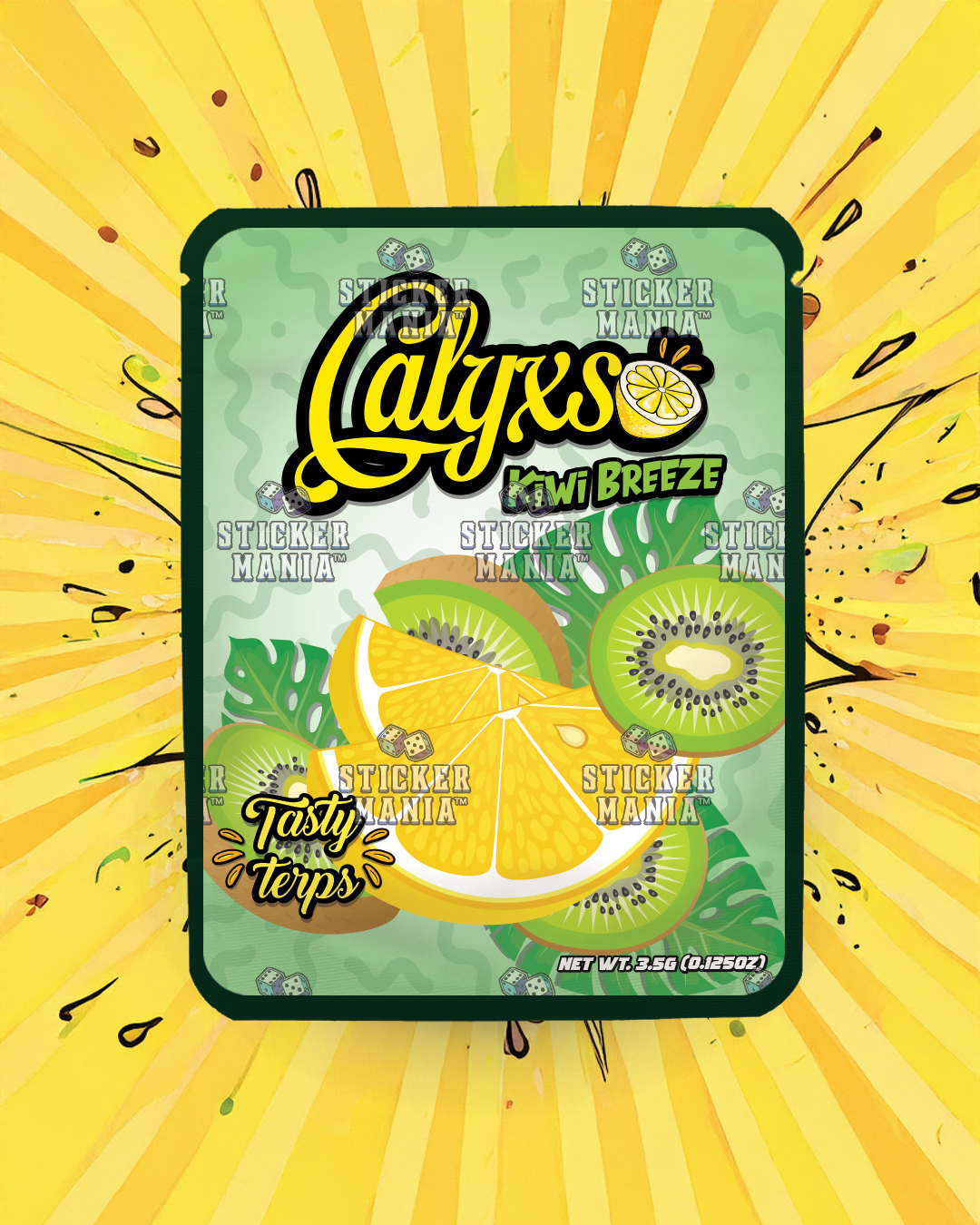 Calyxso • Kiwi Breeze | Pre-Made Sticker Bag | 3.5g