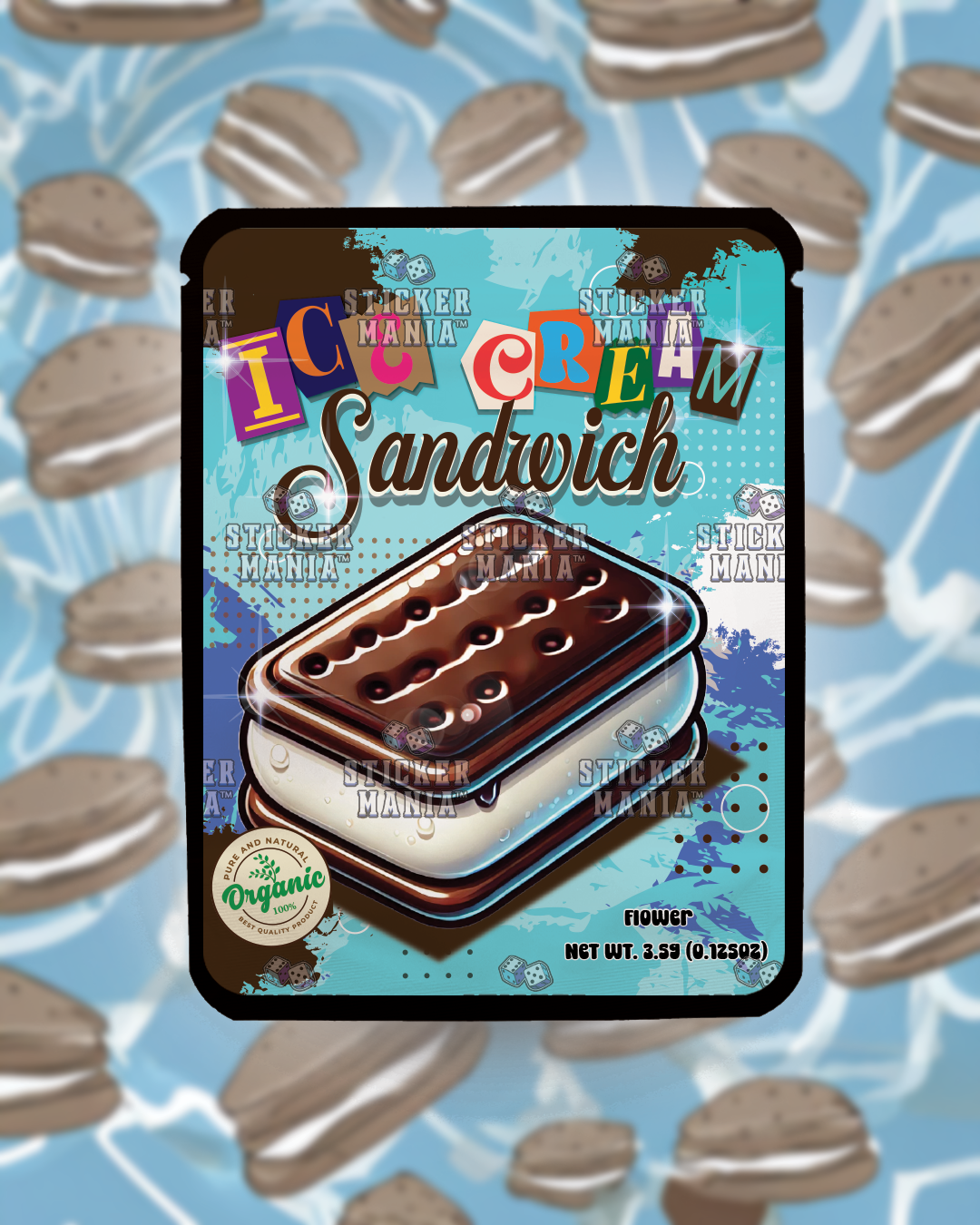 Ice Cream Sandwich | Pre-Made Sticker Bag | 3.5g