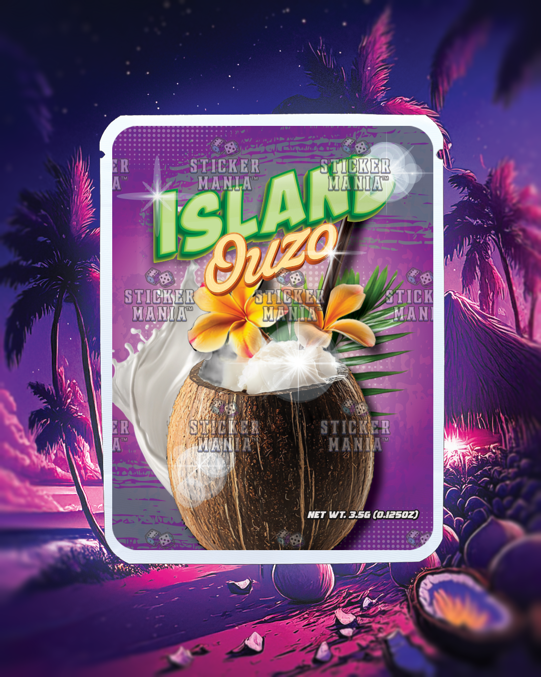 🌸 Island Ouzo | Pre-Made Sticker Bag | 3.5g