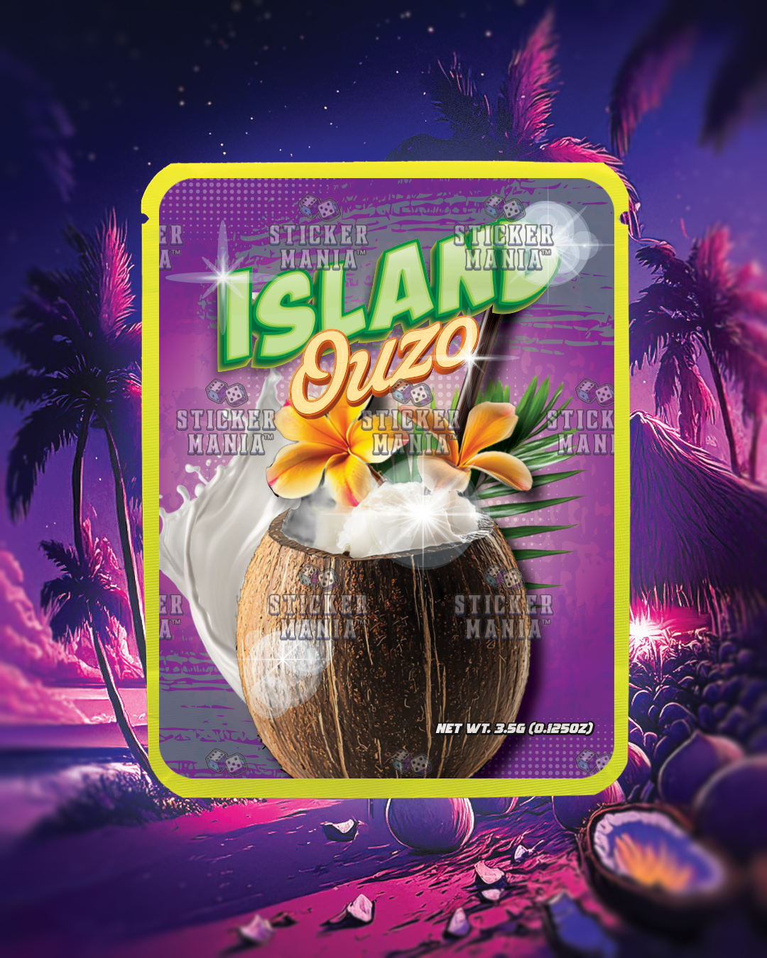 🌸 Island Ouzo | Pre-Made Sticker Bag | 3.5g