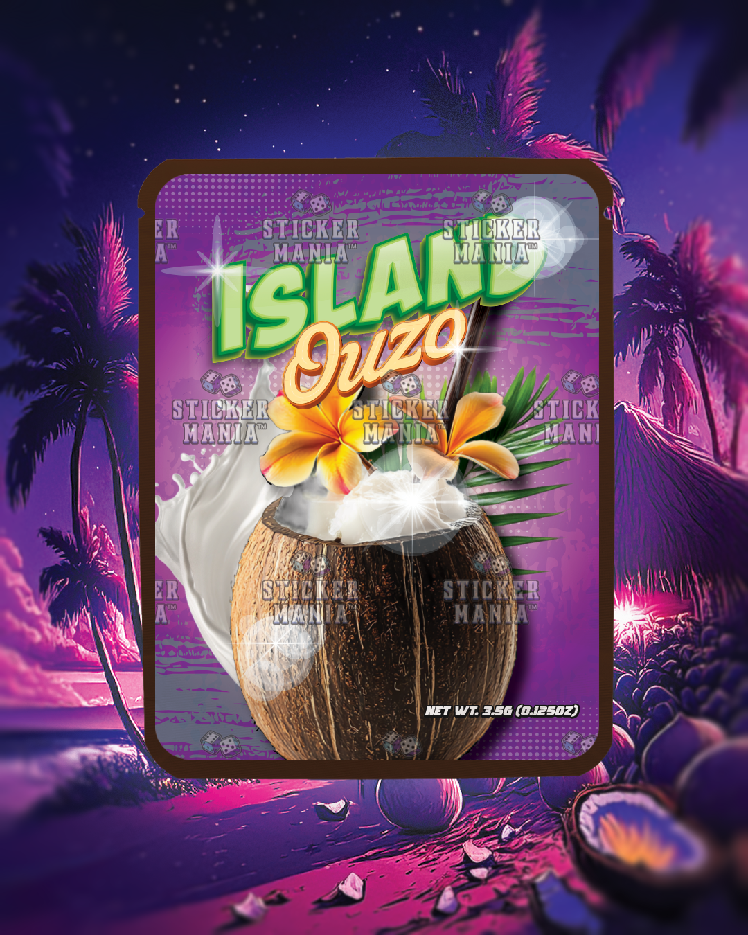 🌸 Island Ouzo | Pre-Made Sticker Bag | 3.5g