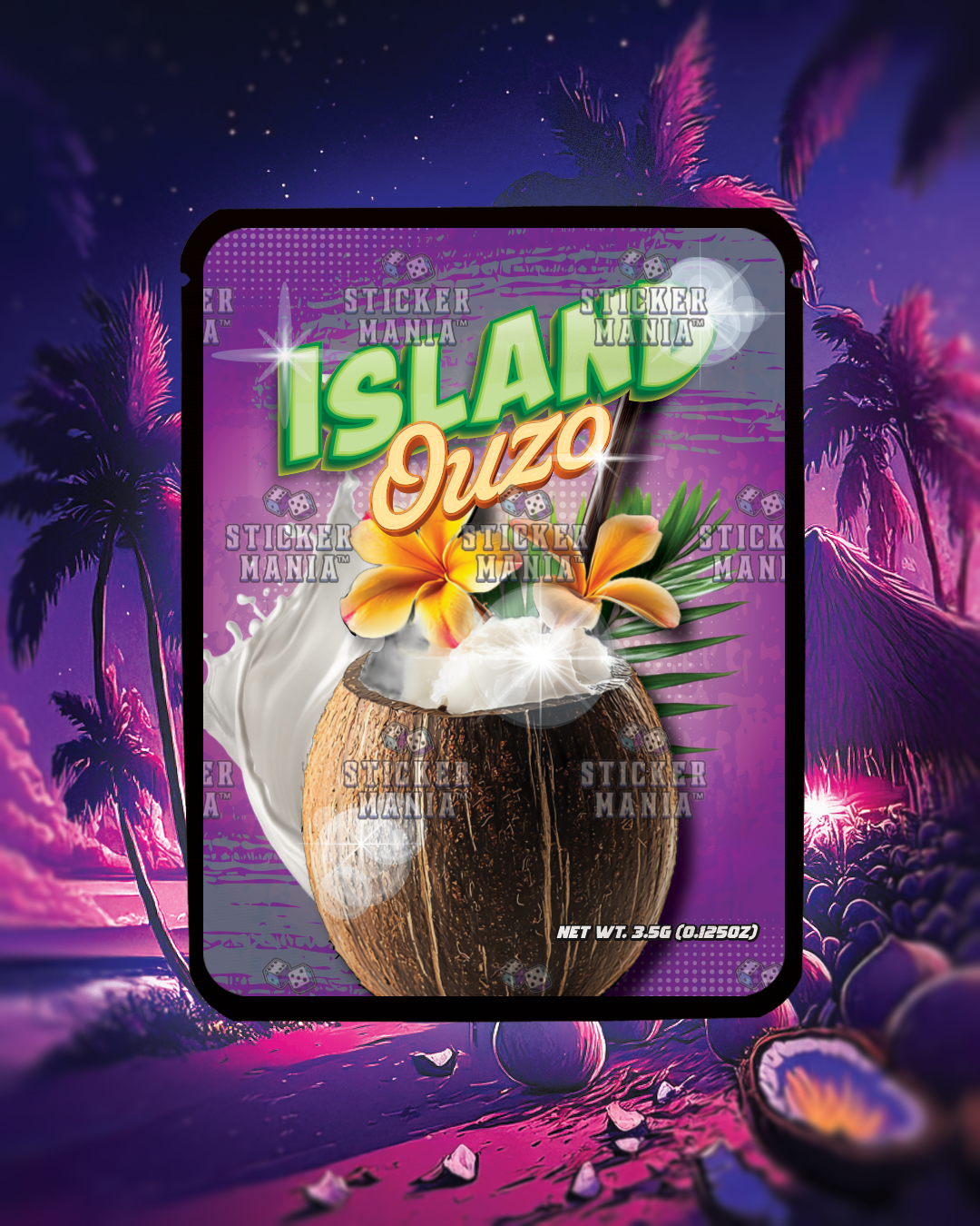 🌸 Island Ouzo | Pre-Made Sticker Bag | 3.5g