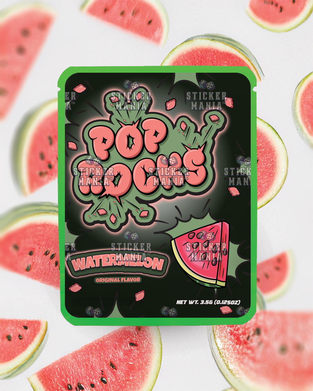 Watermelon Pop Rocks | Pre-Made Sticker Bag | 3.5g
