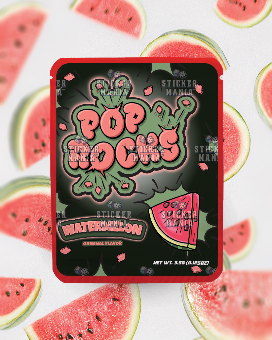 Watermelon Pop Rocks | Pre-Made Sticker Bag | 3.5g