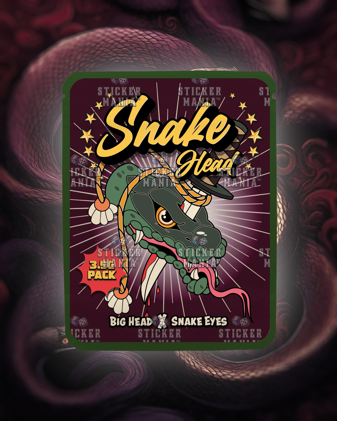 Snake Head | Pre-Made Sticker Bag | 3.5g