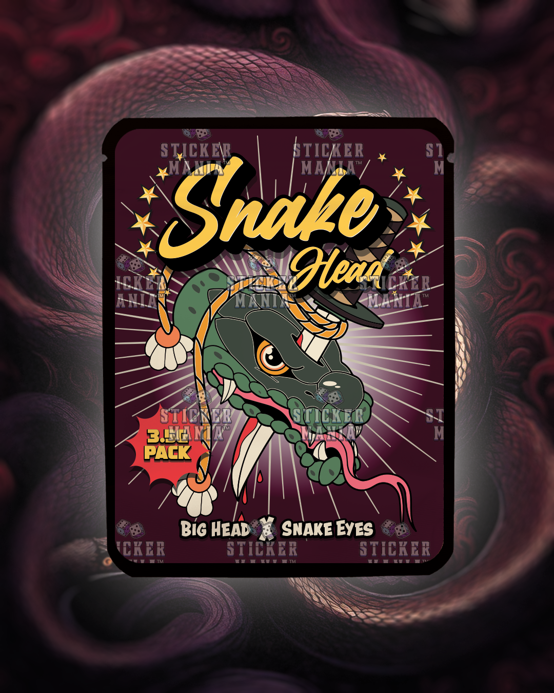 Snake Head | Pre-Made Sticker Bag | 3.5g