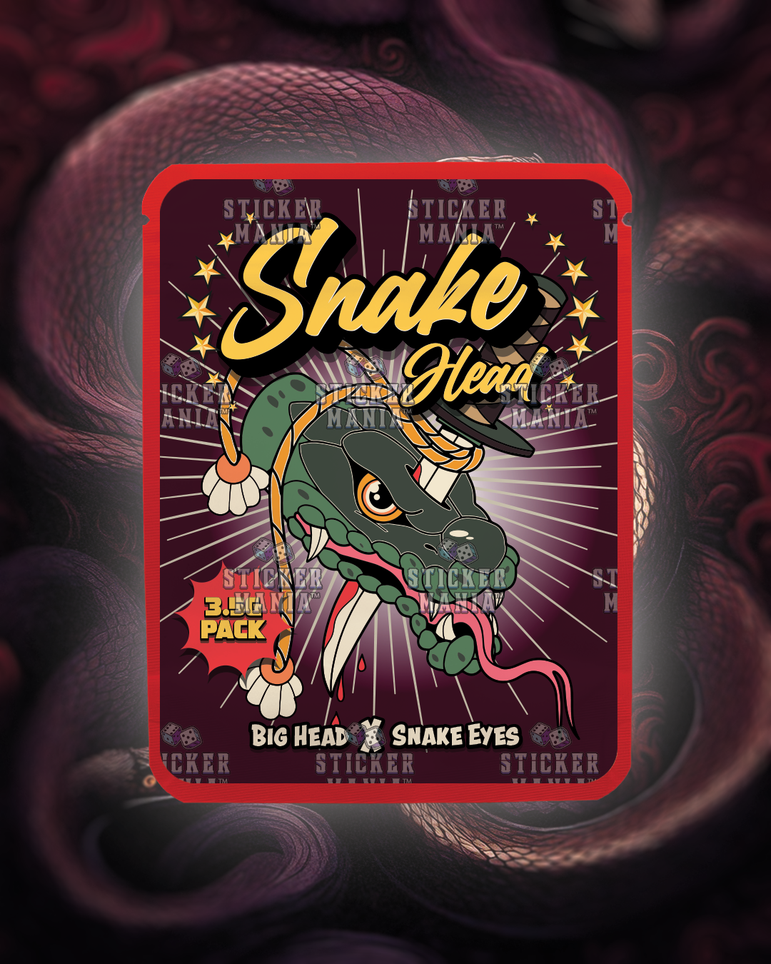 Snake Head | Pre-Made Sticker Bag | 3.5g