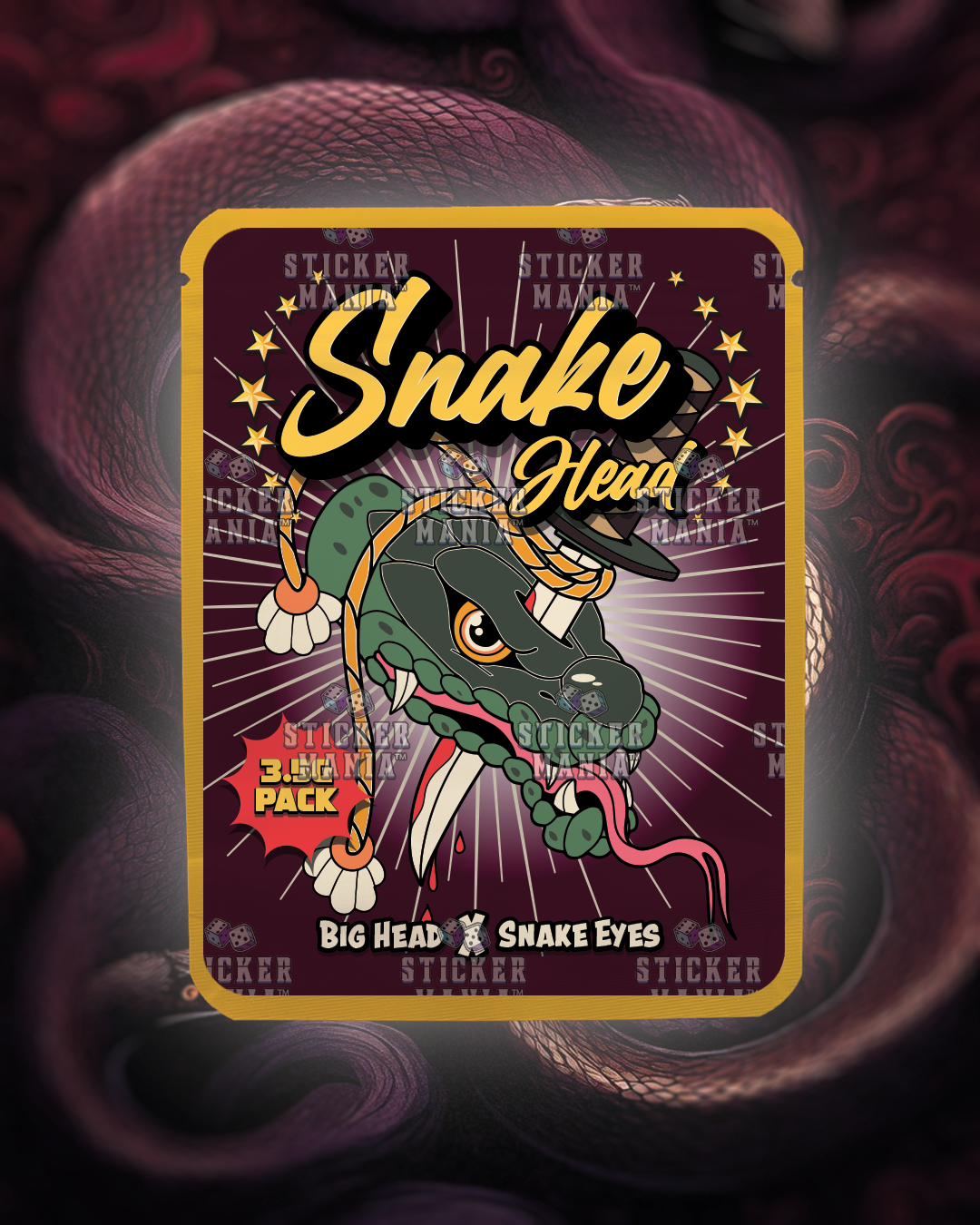 Snake Head | Pre-Made Sticker Bag | 3.5g