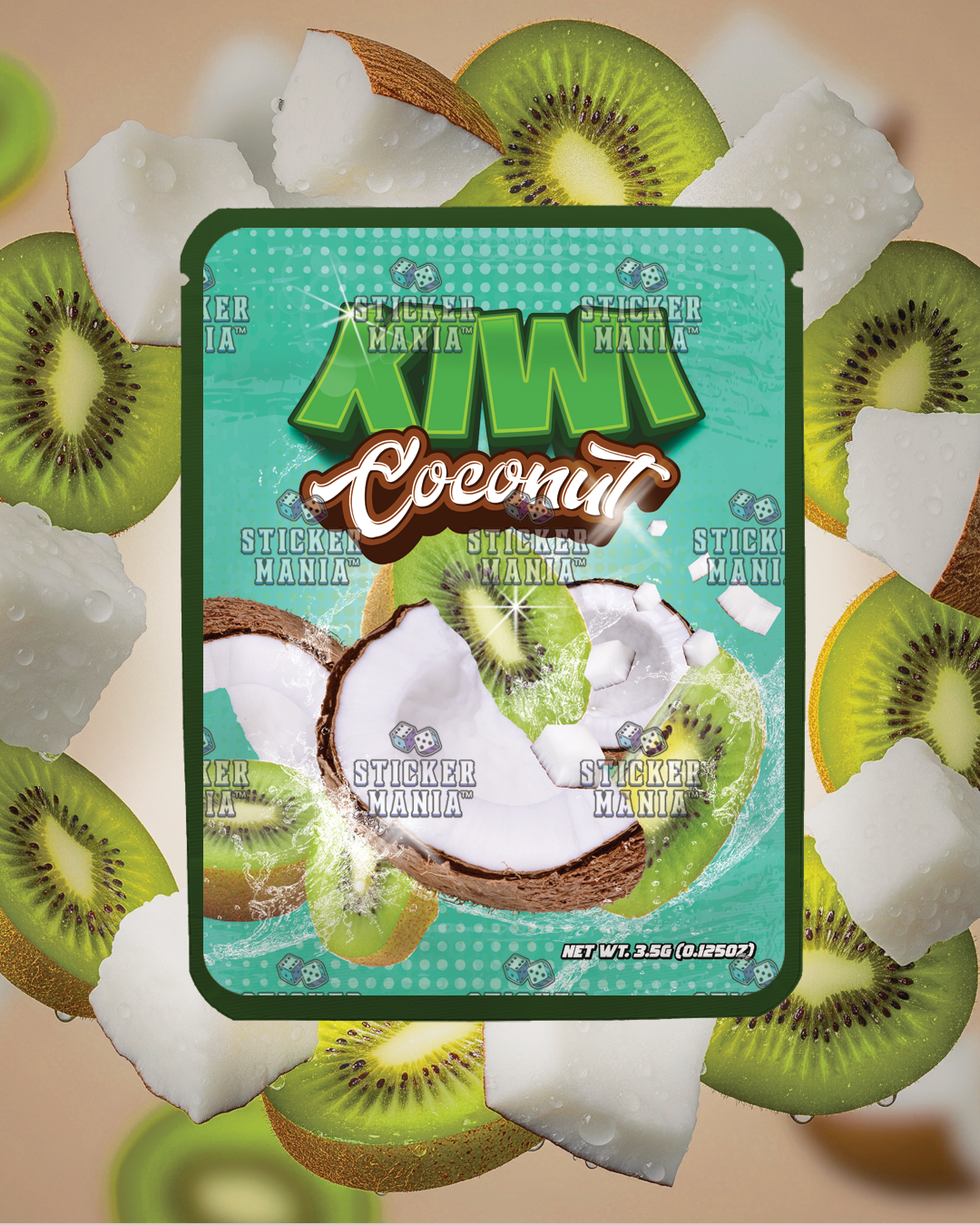Kiwi Coconut | Pre-Made Sticker Bag | 3.5g