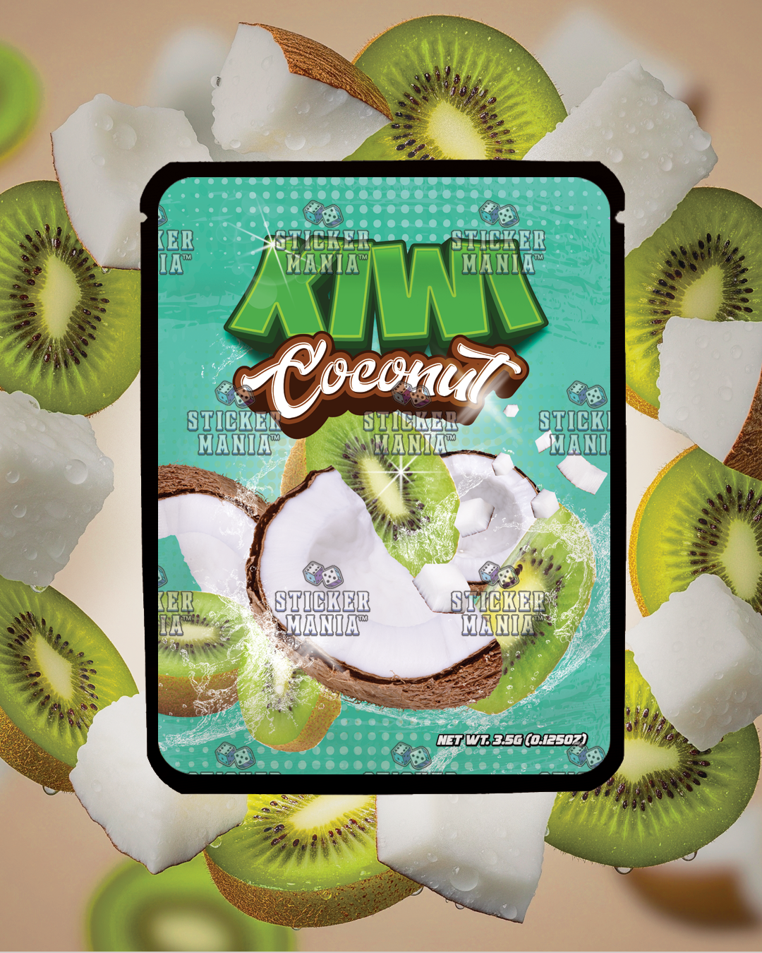 Kiwi Coconut | Pre-Made Sticker Bag | 3.5g