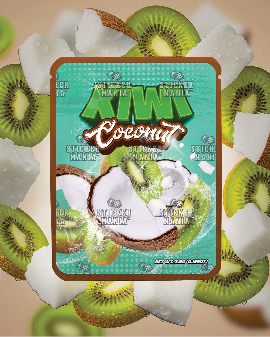 Kiwi Coconut | Pre-Made Sticker Bag | 3.5g