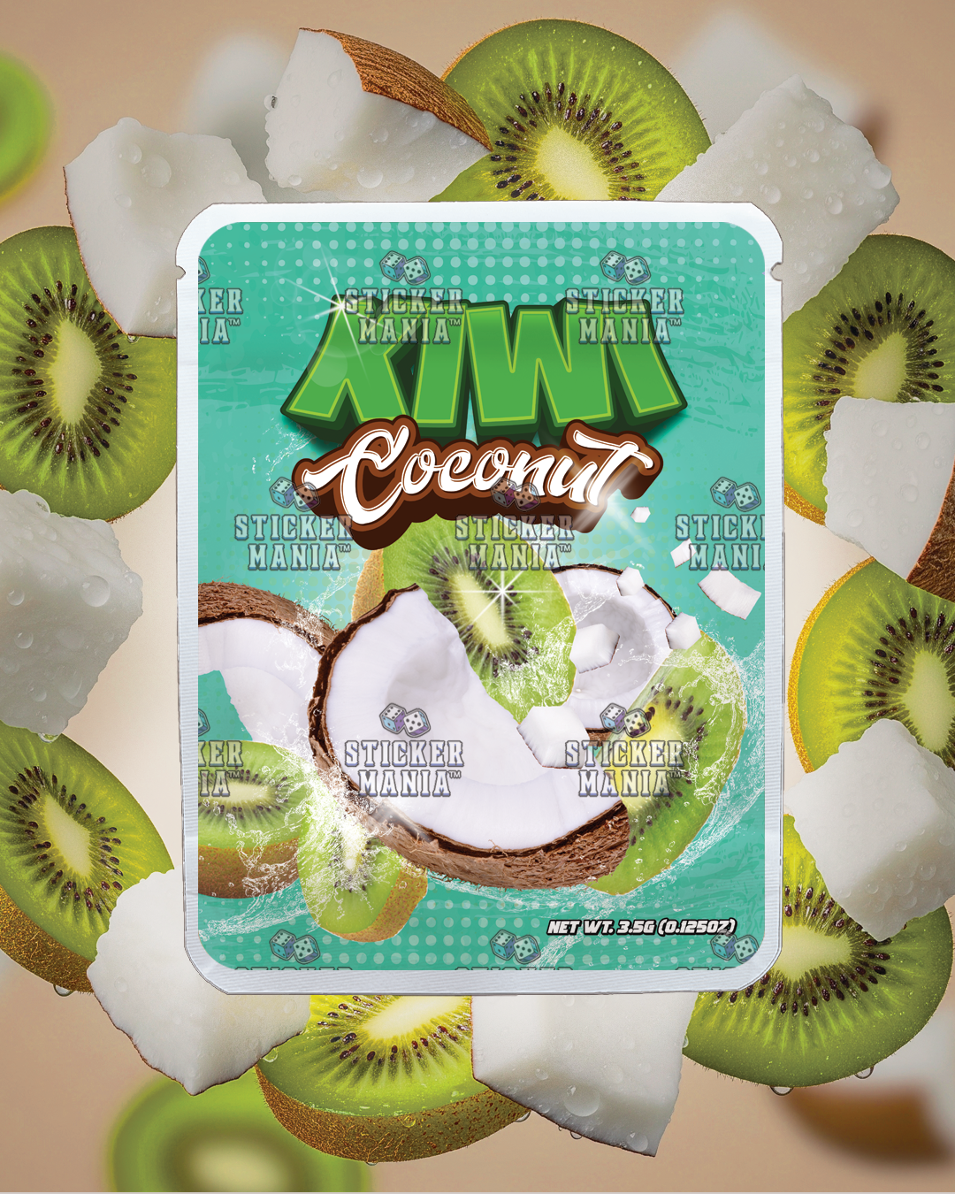 Kiwi Coconut | Pre-Made Sticker Bag | 3.5g