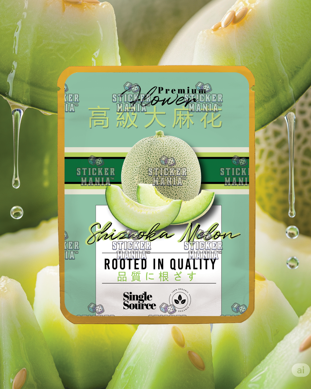 Shizouka Melon | Pre-Made Sticker Bag | 3.5g