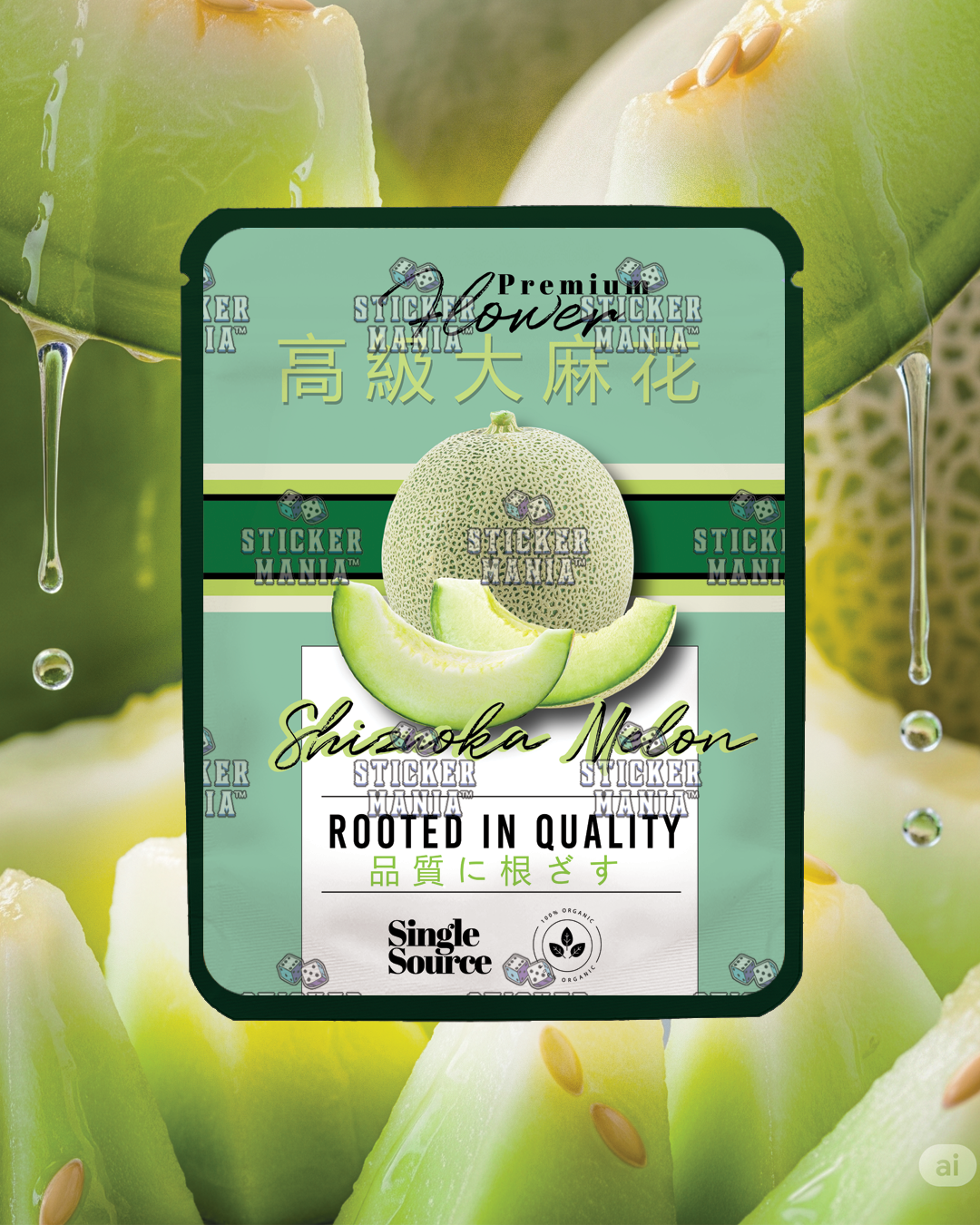 Shizouka Melon | Pre-Made Sticker Bag | 3.5g