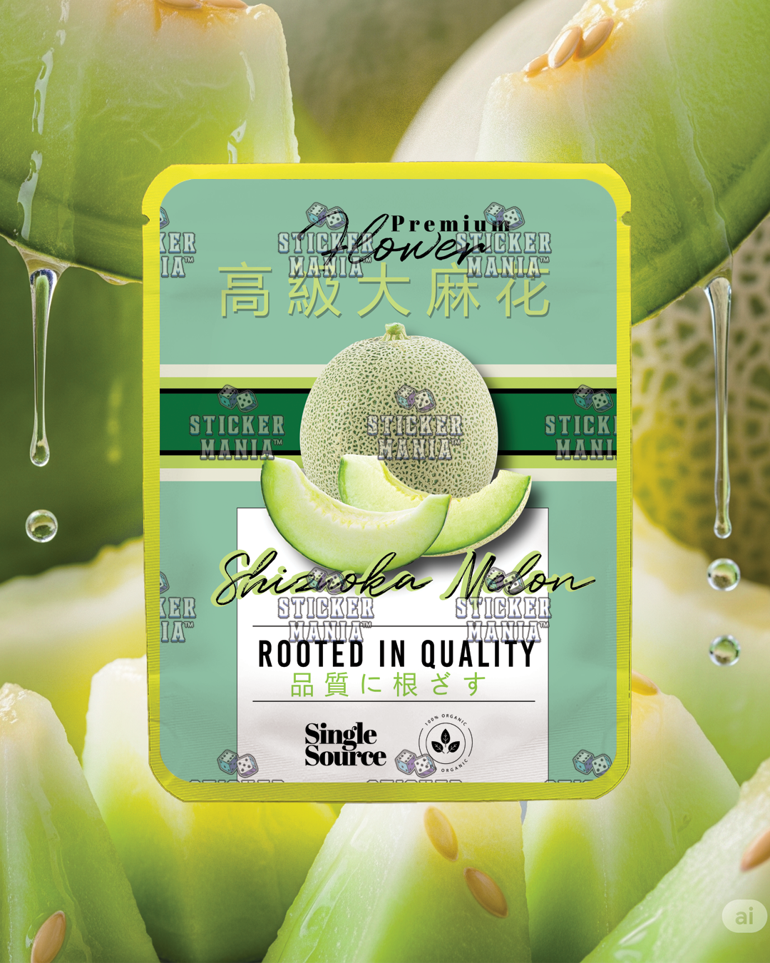 Shizouka Melon | Pre-Made Sticker Bag | 3.5g