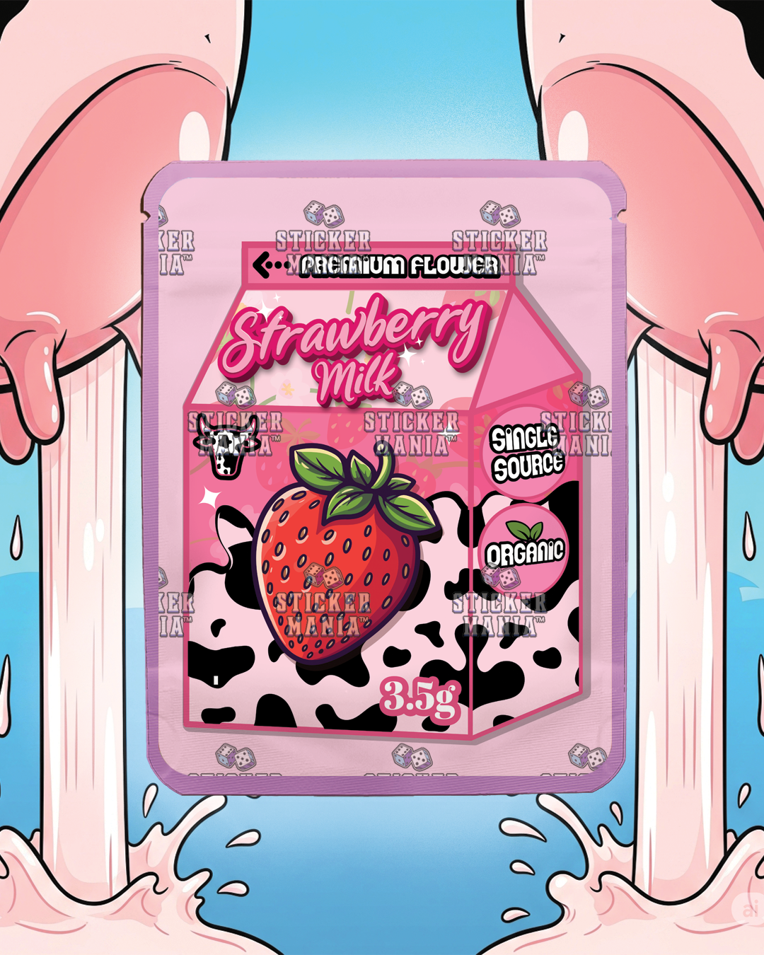 Strawberry Milk | Pre-Made Sticker Bag | 3.5g