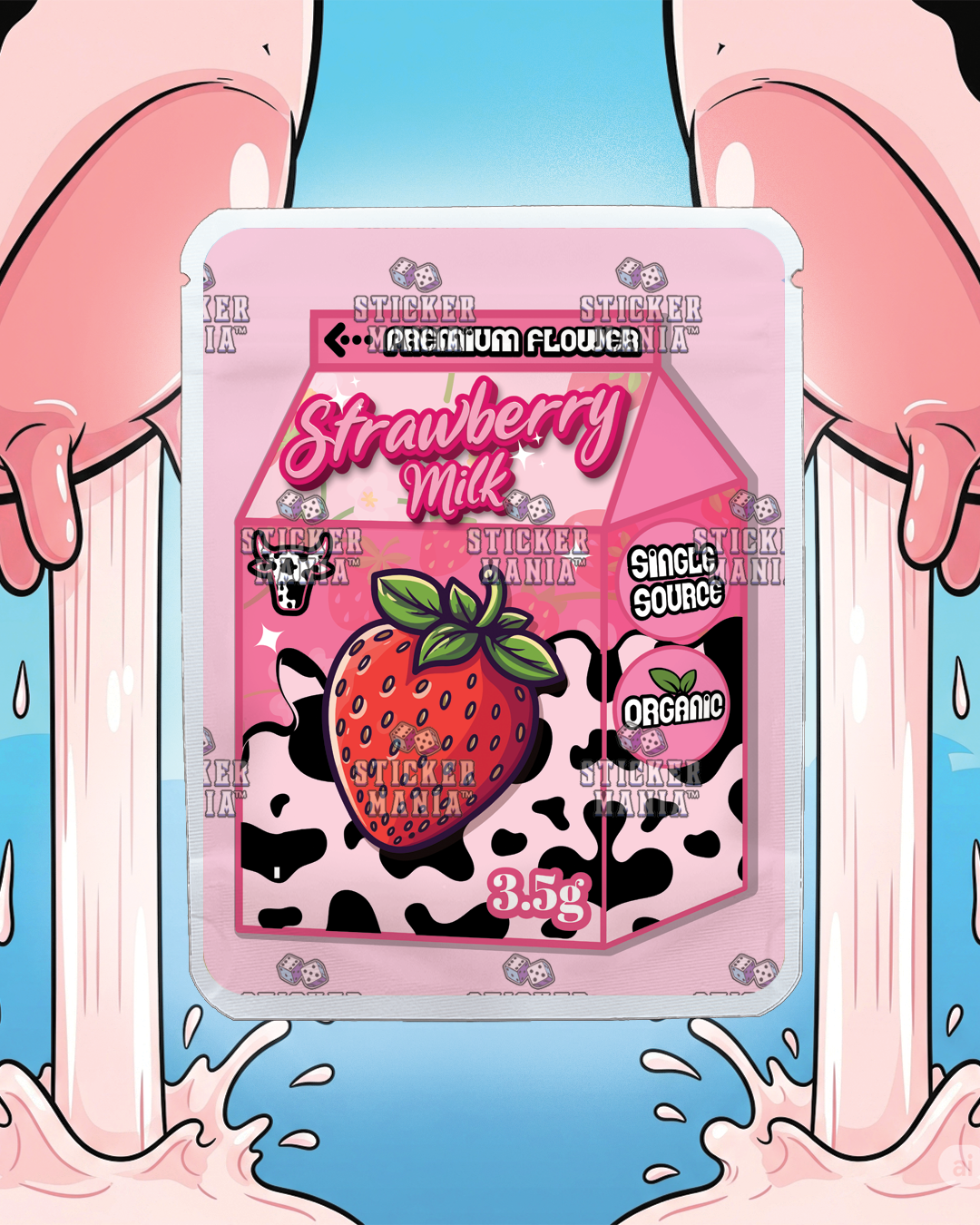 Strawberry Milk | Pre-Made Sticker Bag | 3.5g