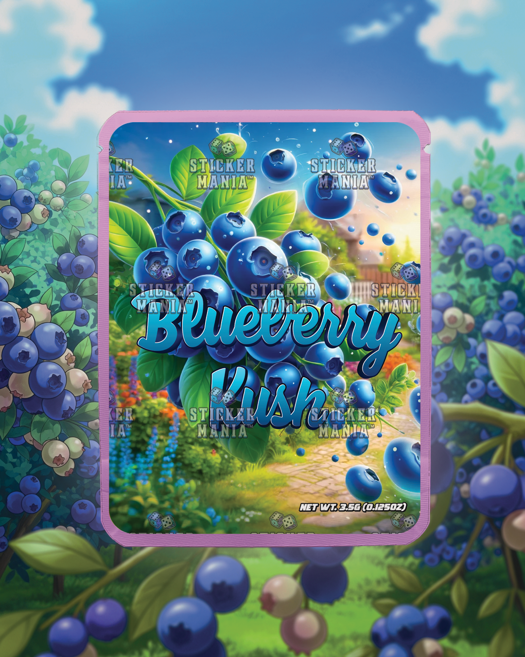Blueberry Kush | Pre-Made Sticker Bag | 3.5g