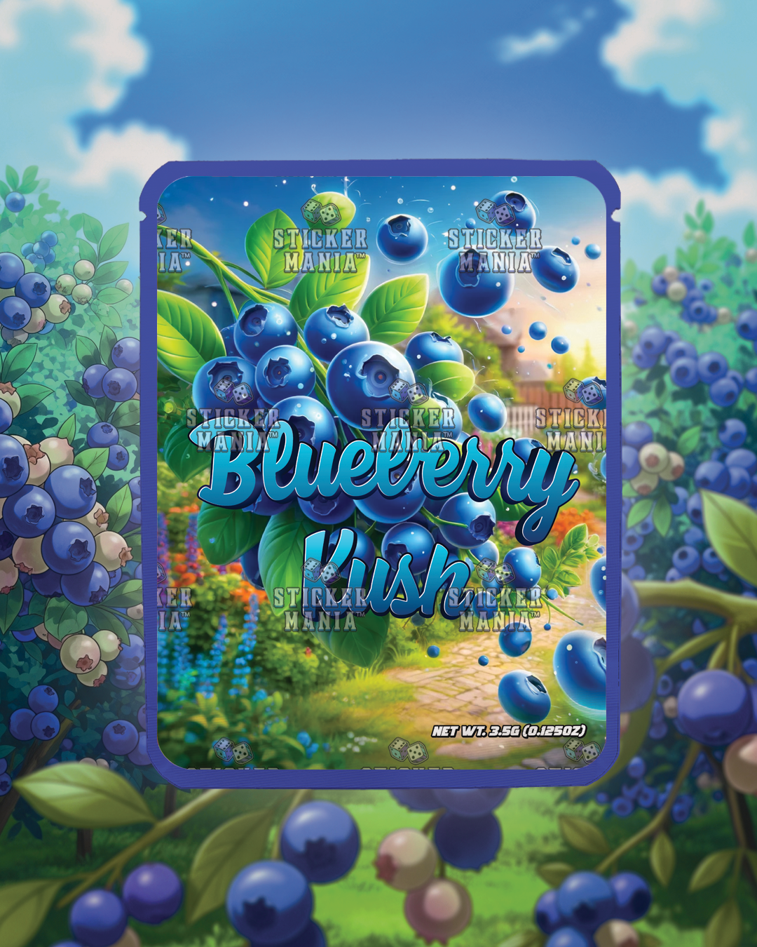 Blueberry Kush | Pre-Made Sticker Bag | 3.5g