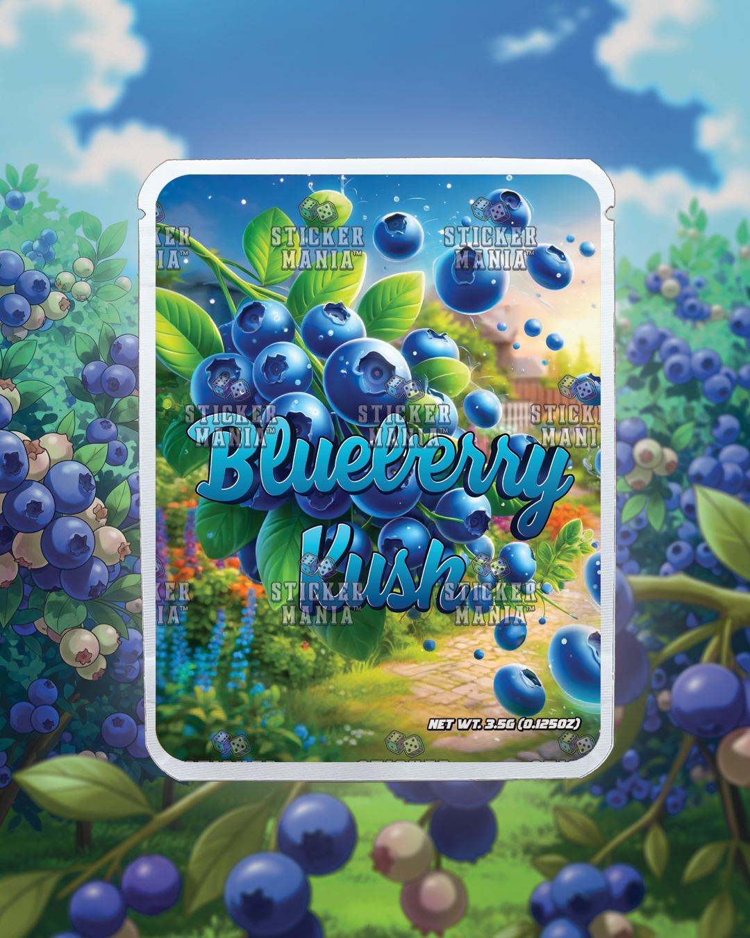 Blueberry Kush | Pre-Made Sticker Bag | 3.5g