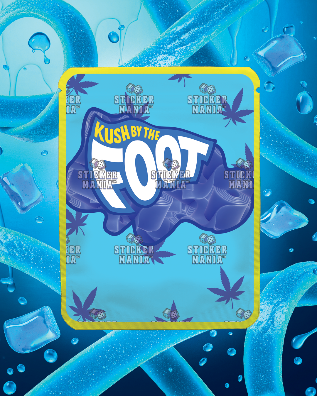 Kush By The Foot Blue Punch | Pre-Made Sticker Bag | 3.5g
