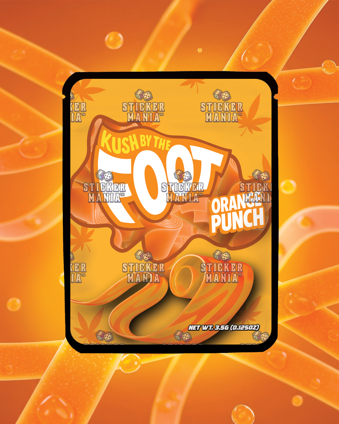 Kush By The Foot Orange Punch | Pre-Made Sticker Bag | 3.5g