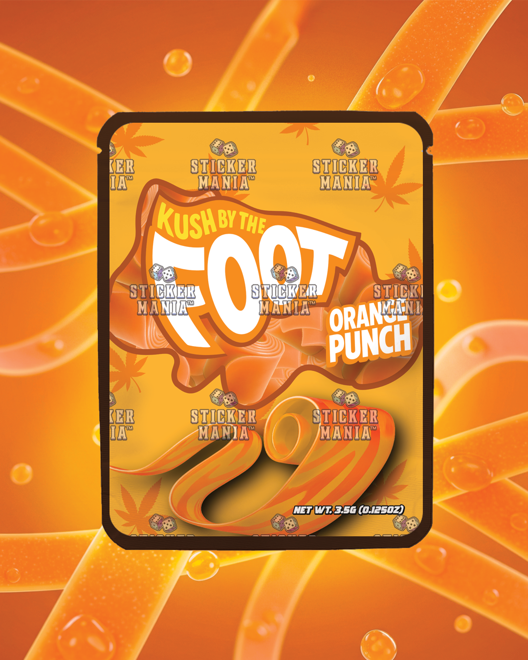 Kush By The Foot Orange Punch | Pre-Made Sticker Bag | 3.5g