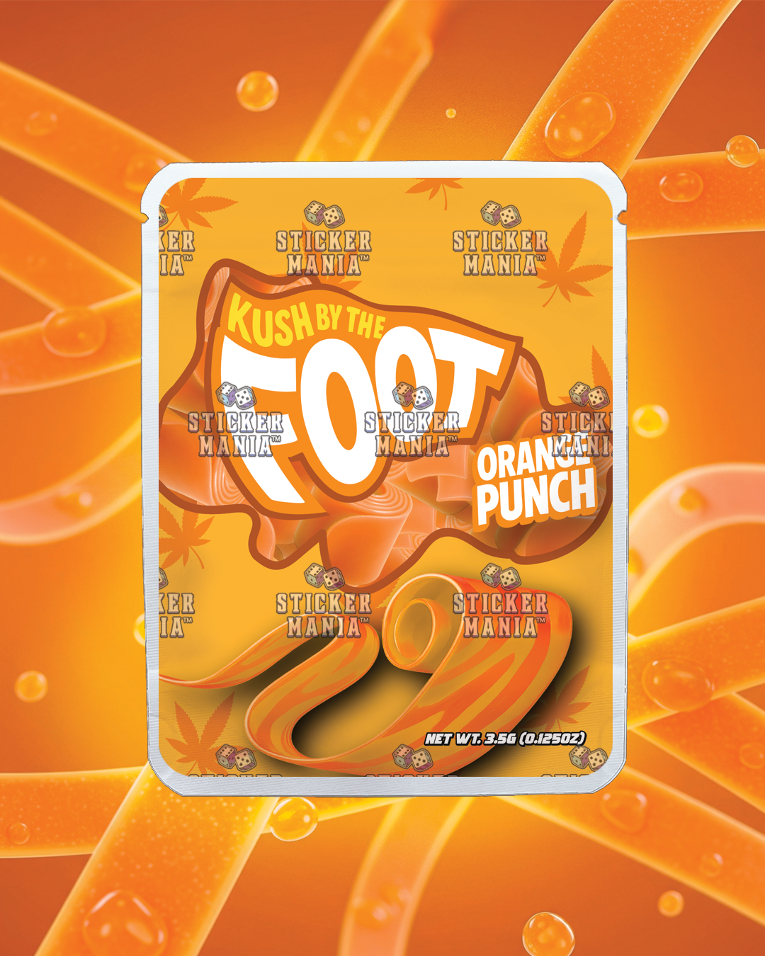 Kush By The Foot Orange Punch | Pre-Made Sticker Bag | 3.5g