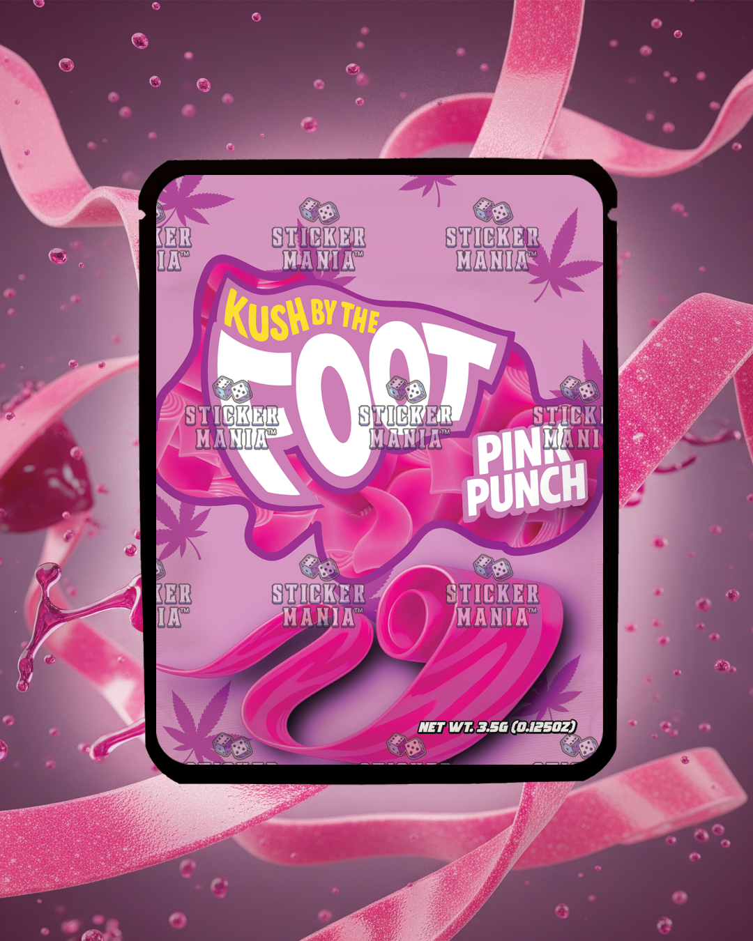 Kush By The Foot Pink Punch | Pre-Made Sticker Bag | 3.5g