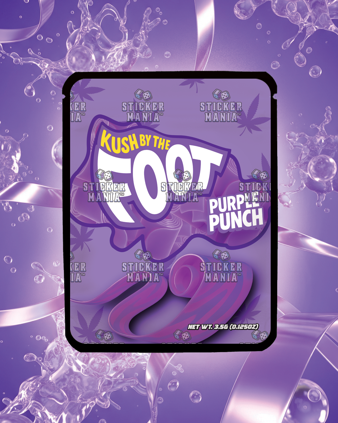 Kush By The Foot Purple Punch | Pre-Made Sticker Bag | 3.5g