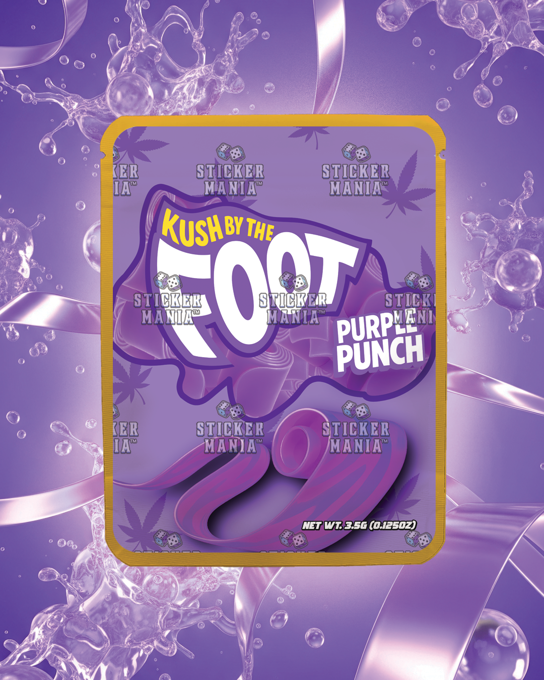 Kush By The Foot Purple Punch | Pre-Made Sticker Bag | 3.5g