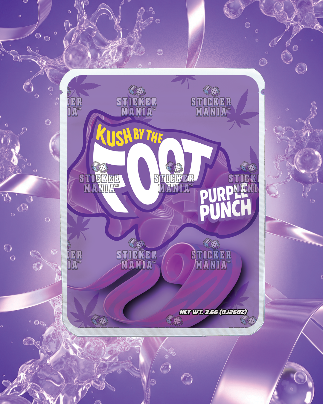 Kush By The Foot Purple Punch | Pre-Made Sticker Bag | 3.5g
