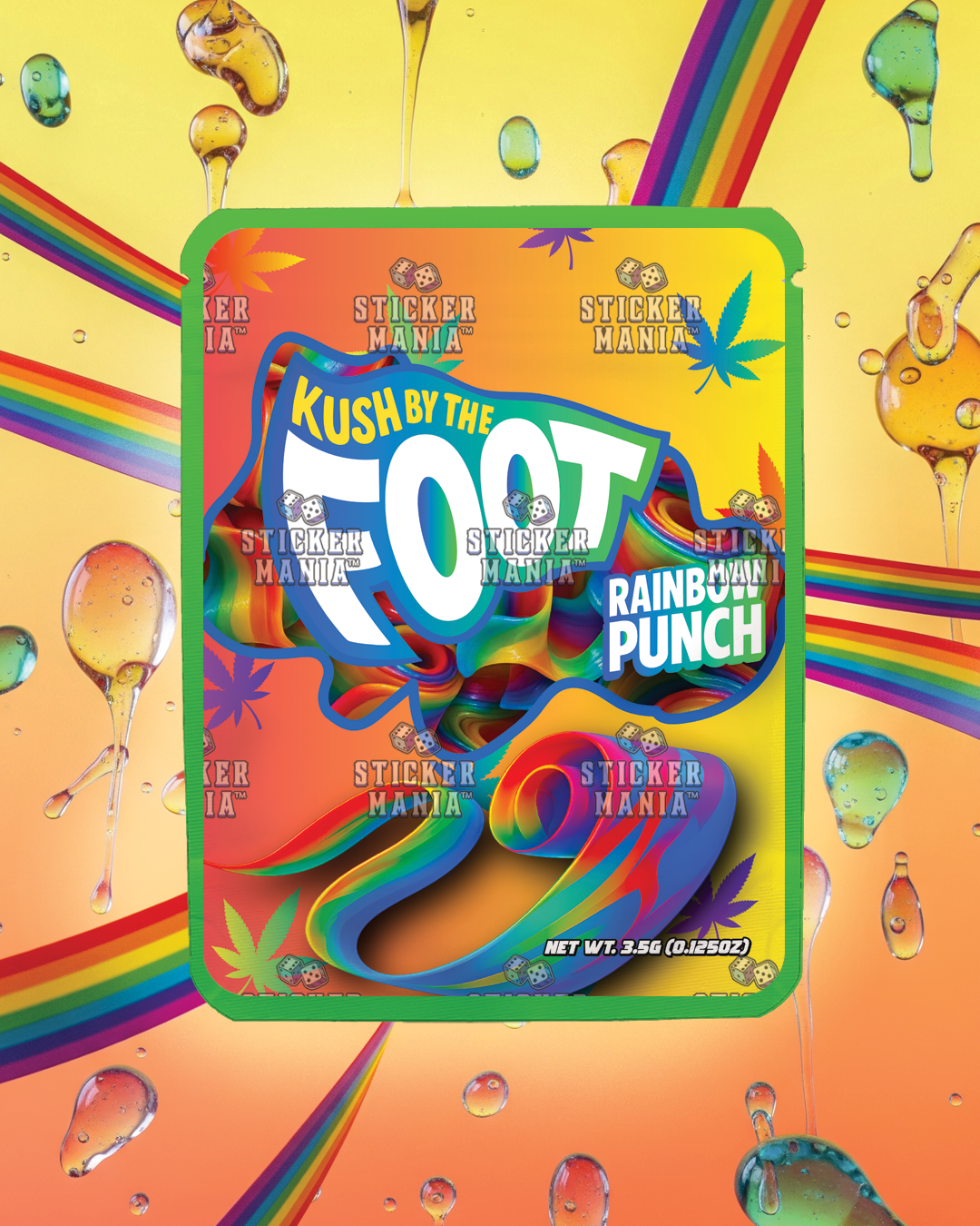 Kush By The Foot Rainbow Punch | Pre-Made Sticker Bag | 3.5g