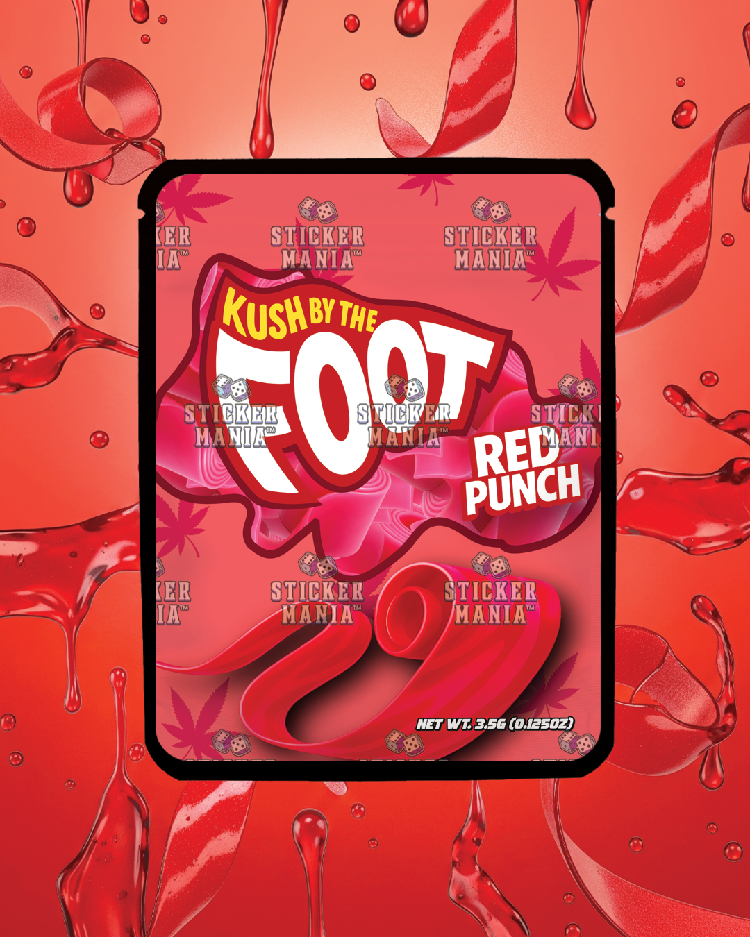 Kush By The Foot Red Punch | Pre-Made Sticker Bag | 3.5g