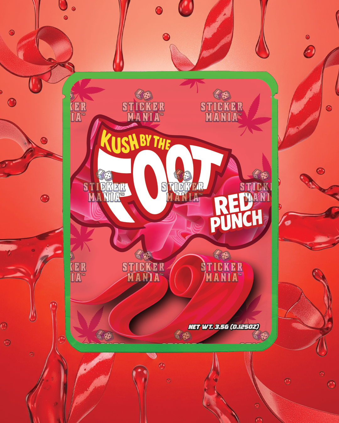 Kush By The Foot Red Punch | Pre-Made Sticker Bag | 3.5g