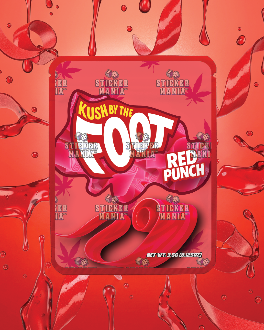 Kush By The Foot Red Punch | Pre-Made Sticker Bag | 3.5g