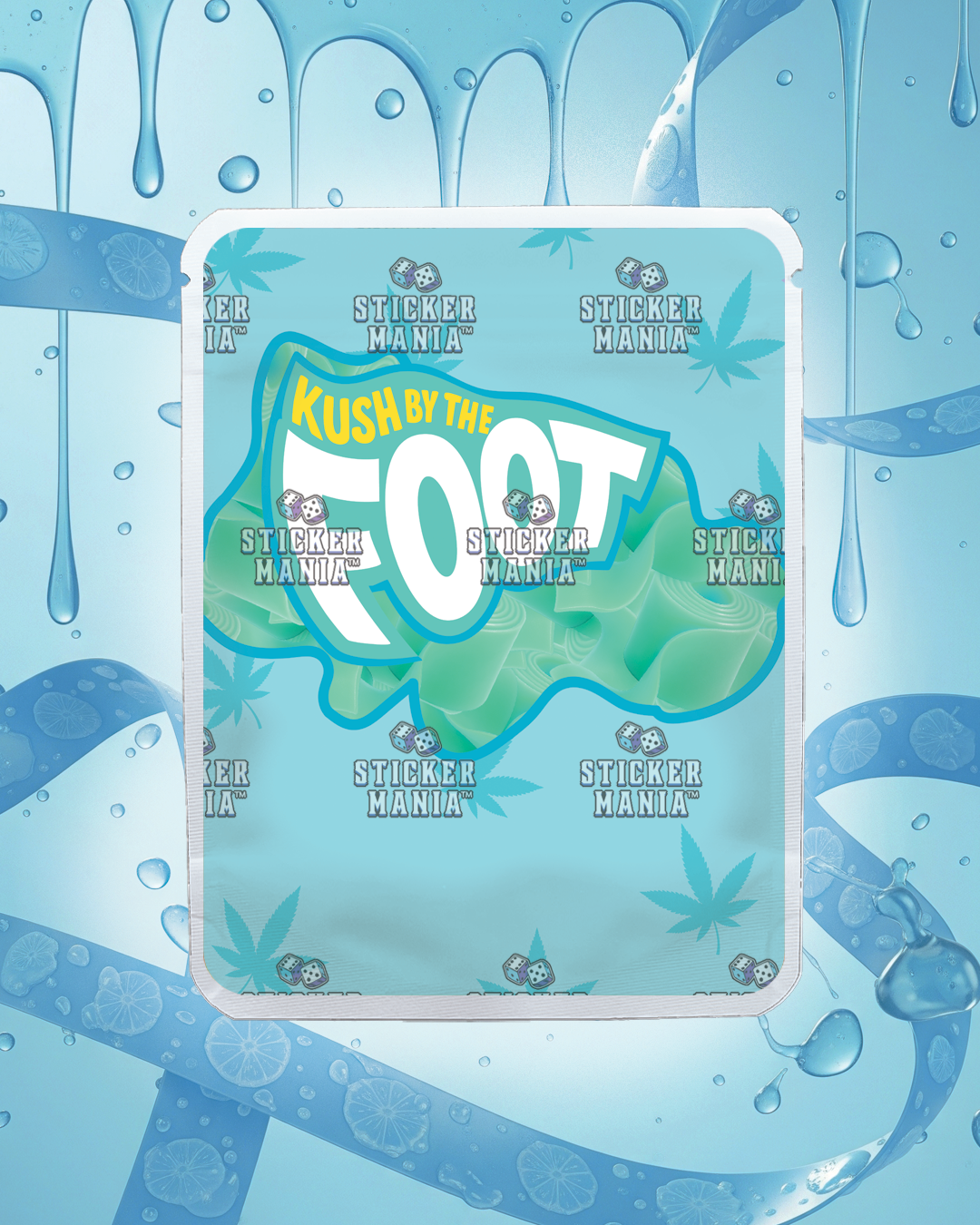 Kush By The Foot Teal Punch | Pre-Made Sticker Bag | 3.5g