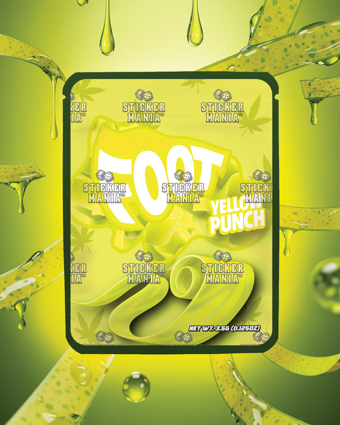 Kush By The Foot Yellow Punch | Pre-Made Sticker Bag | 3.5g