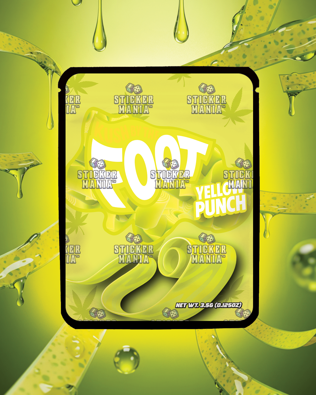 Kush By The Foot Yellow Punch | Pre-Made Sticker Bag | 3.5g