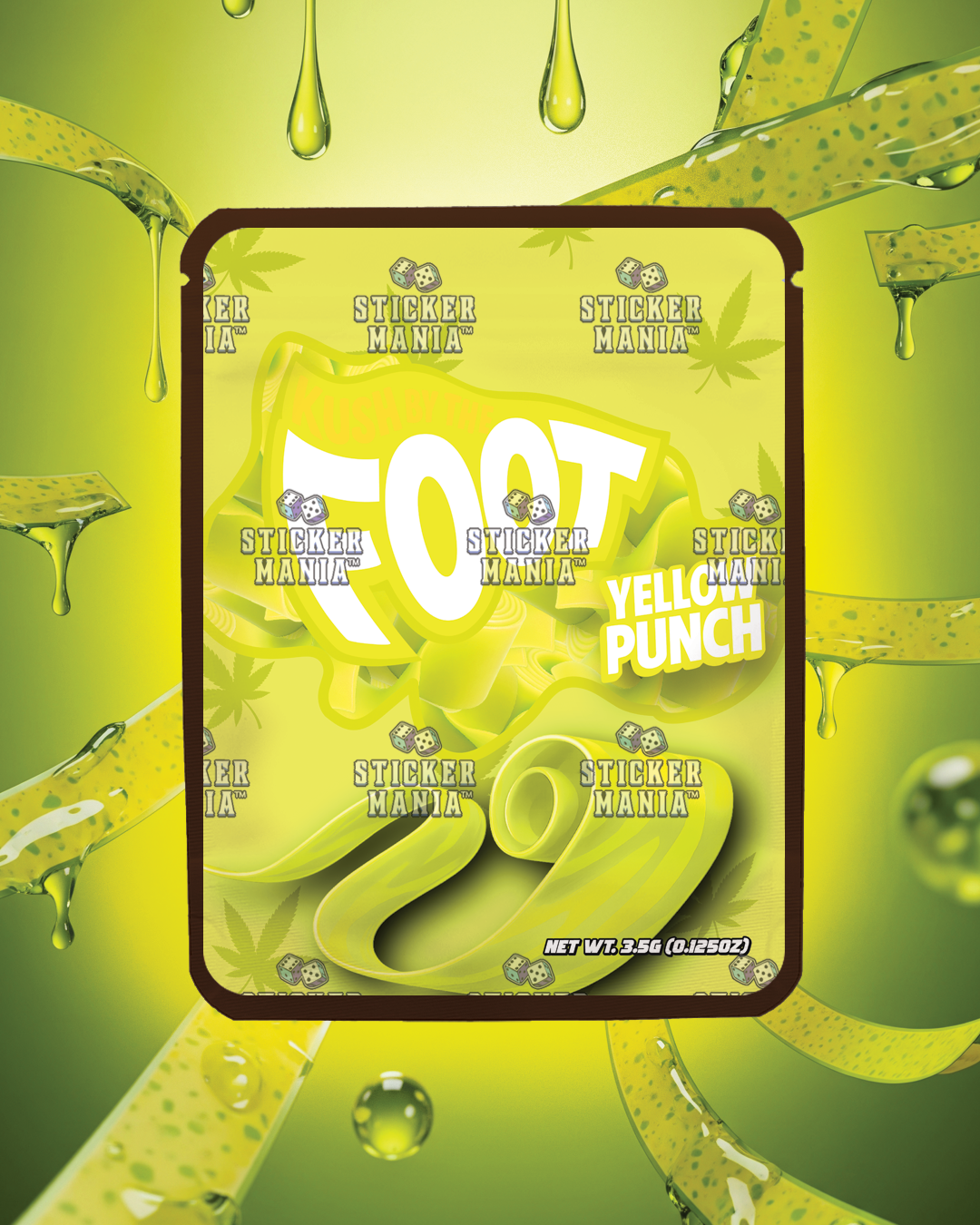 Kush By The Foot Yellow Punch | Pre-Made Sticker Bag | 3.5g