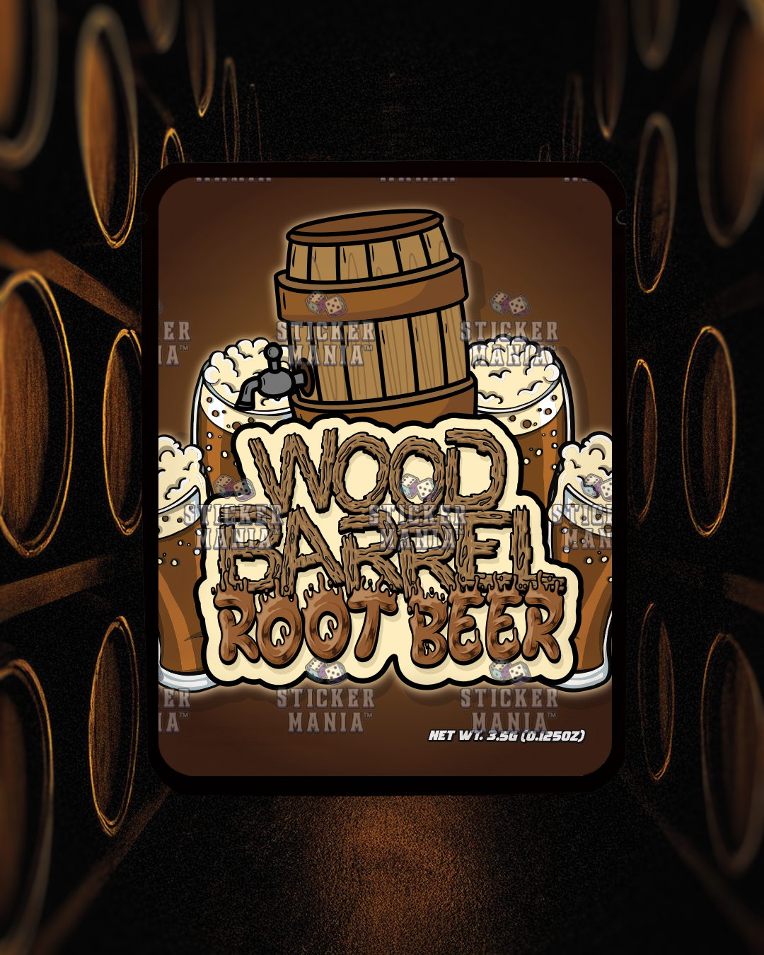 Wood Barrel | Pre-Made Sticker Bag | 3.5g