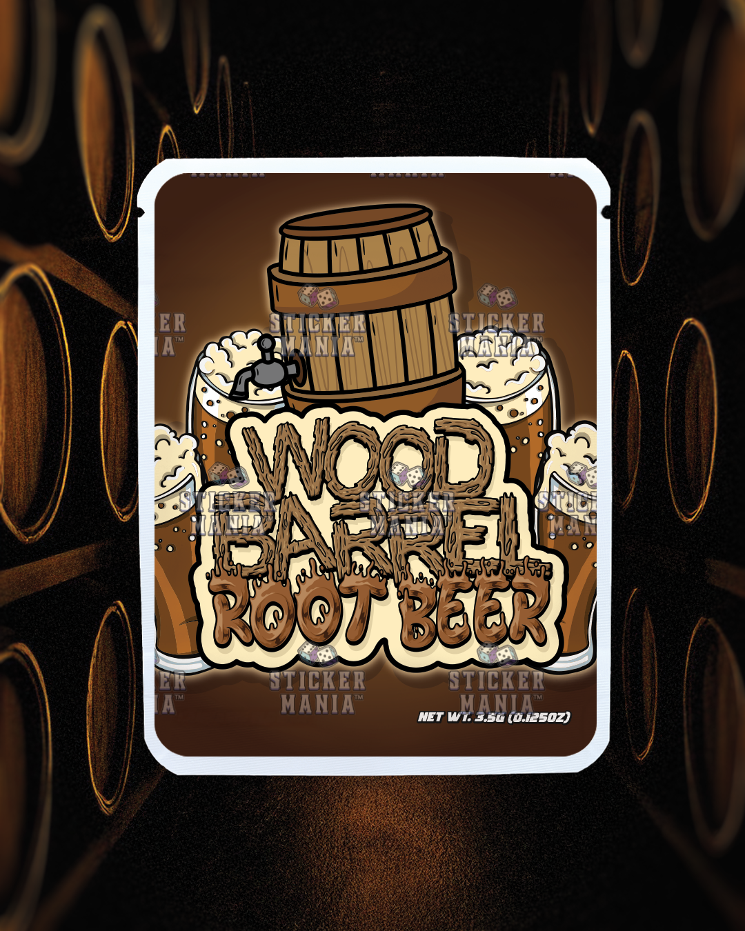 Wood Barrel | Pre-Made Sticker Bag | 3.5g