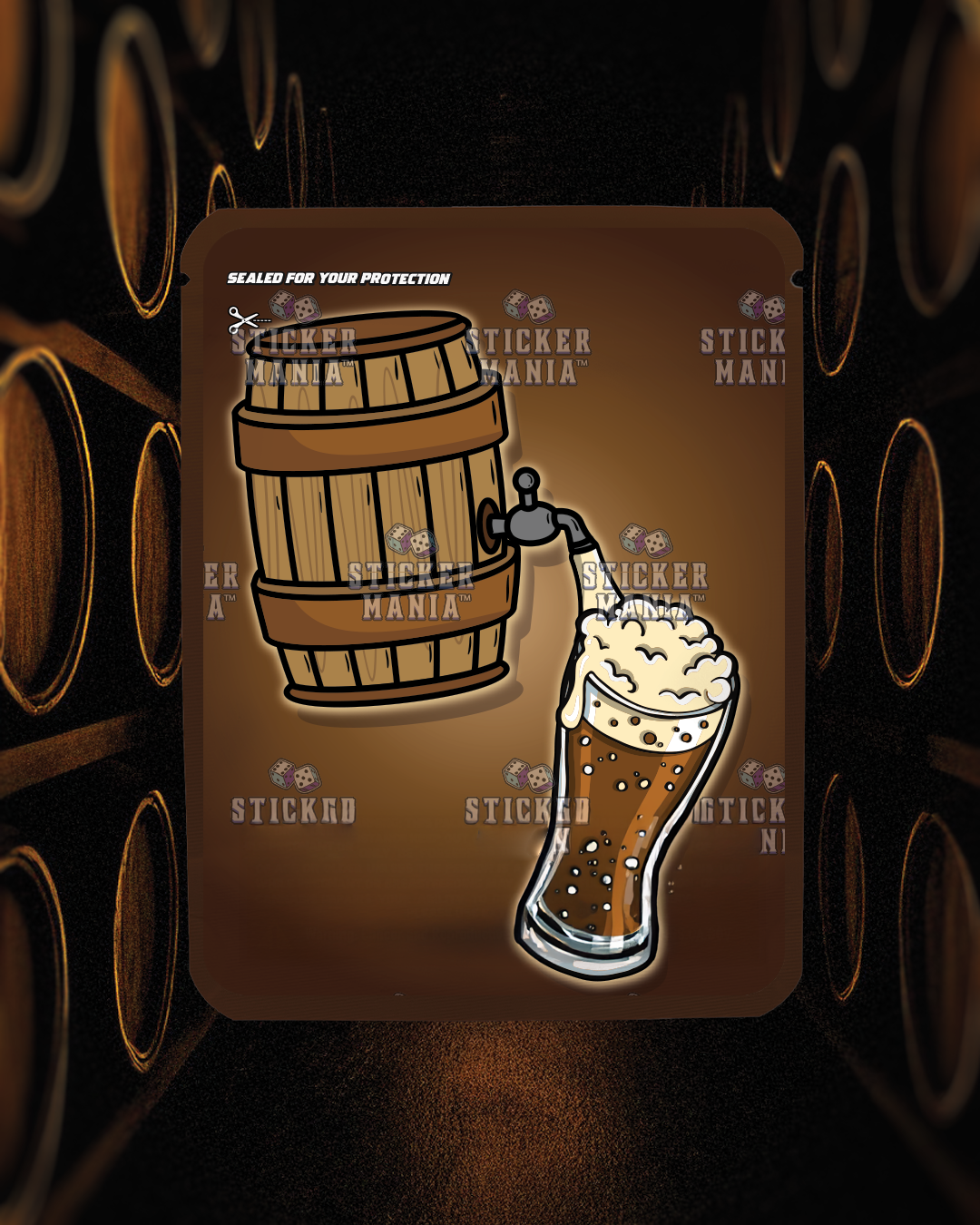 Wood Barrel | Pre-Made Sticker Bag | 3.5g