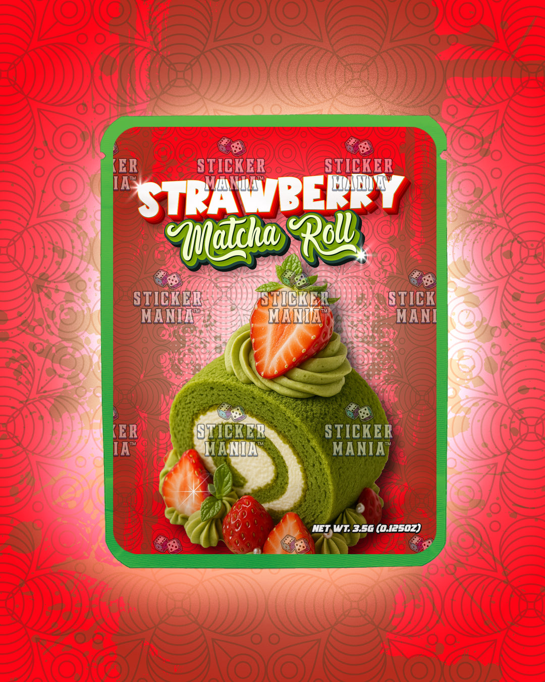 Strawberry Matcha Roll | Pre-Made Sticker Bag | 3.5g