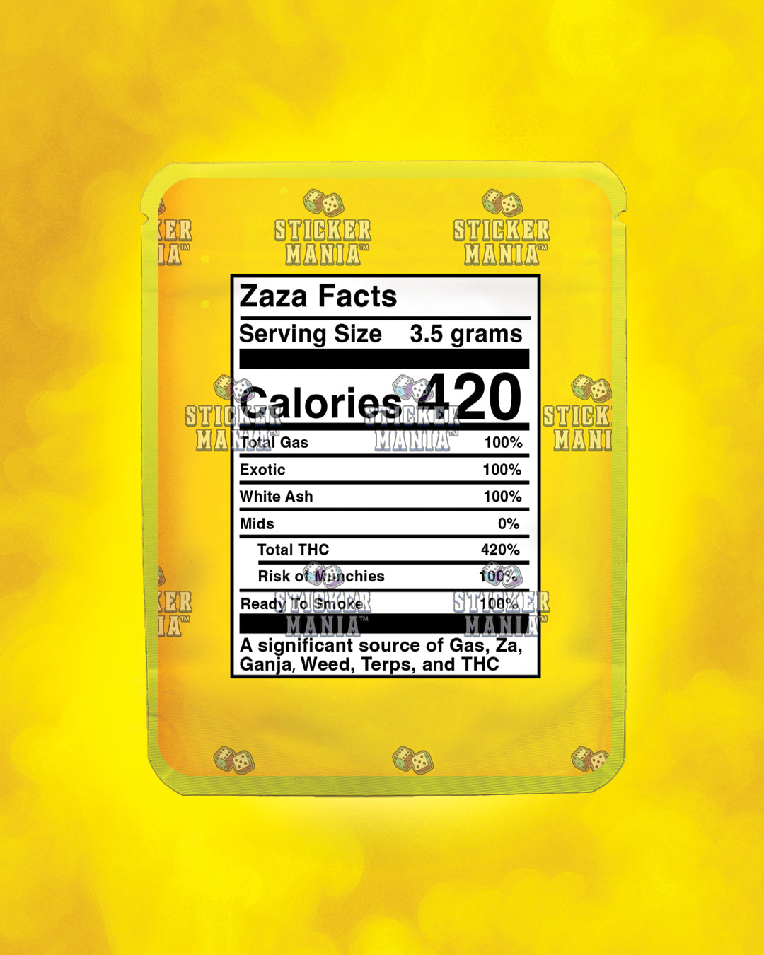 Big Zaza Pineapple | Pre-Made Sticker Bag | 3.5g
