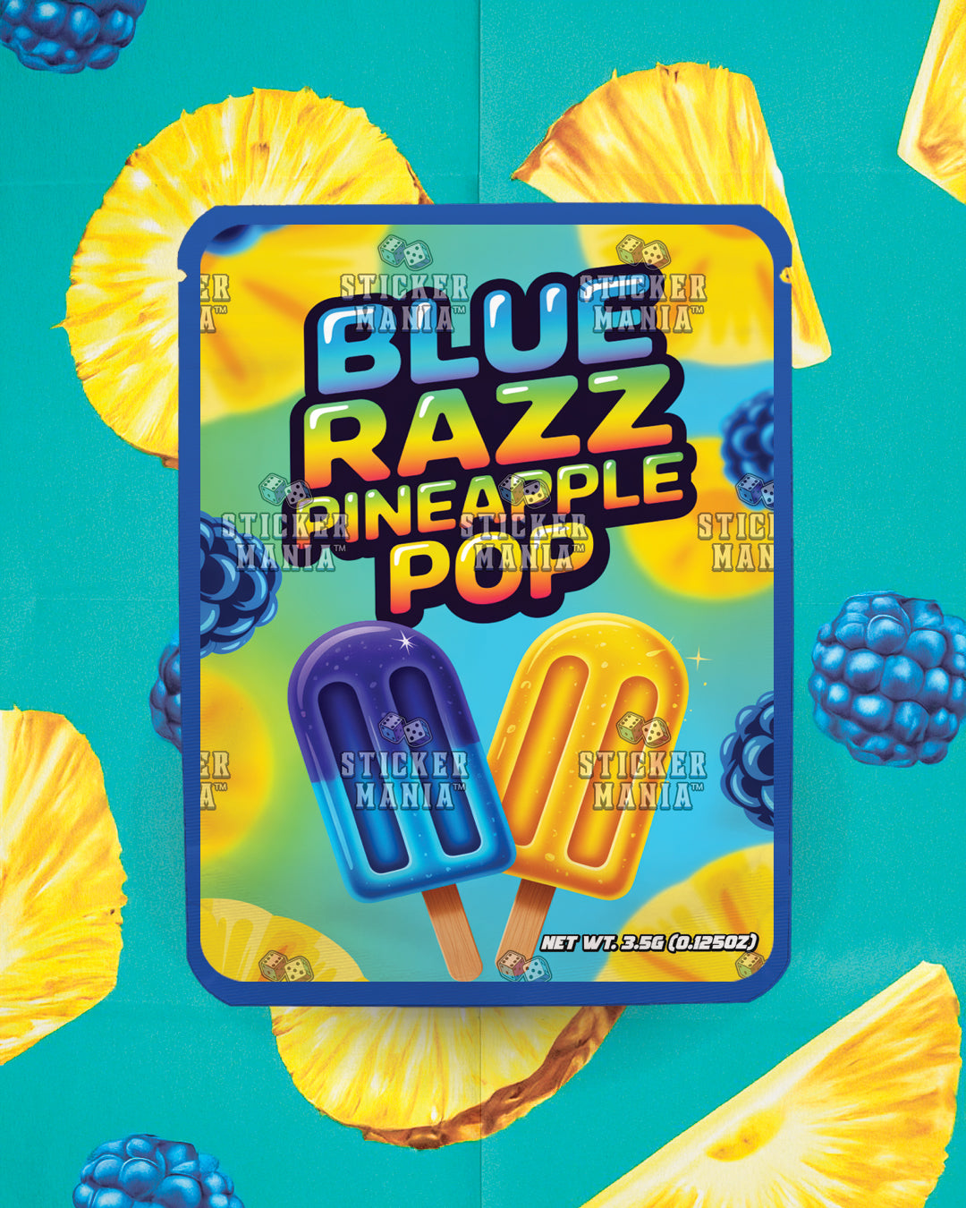 Blue Razz Pineapple Pop | Pre-Made Sticker Bag | 3.5g
