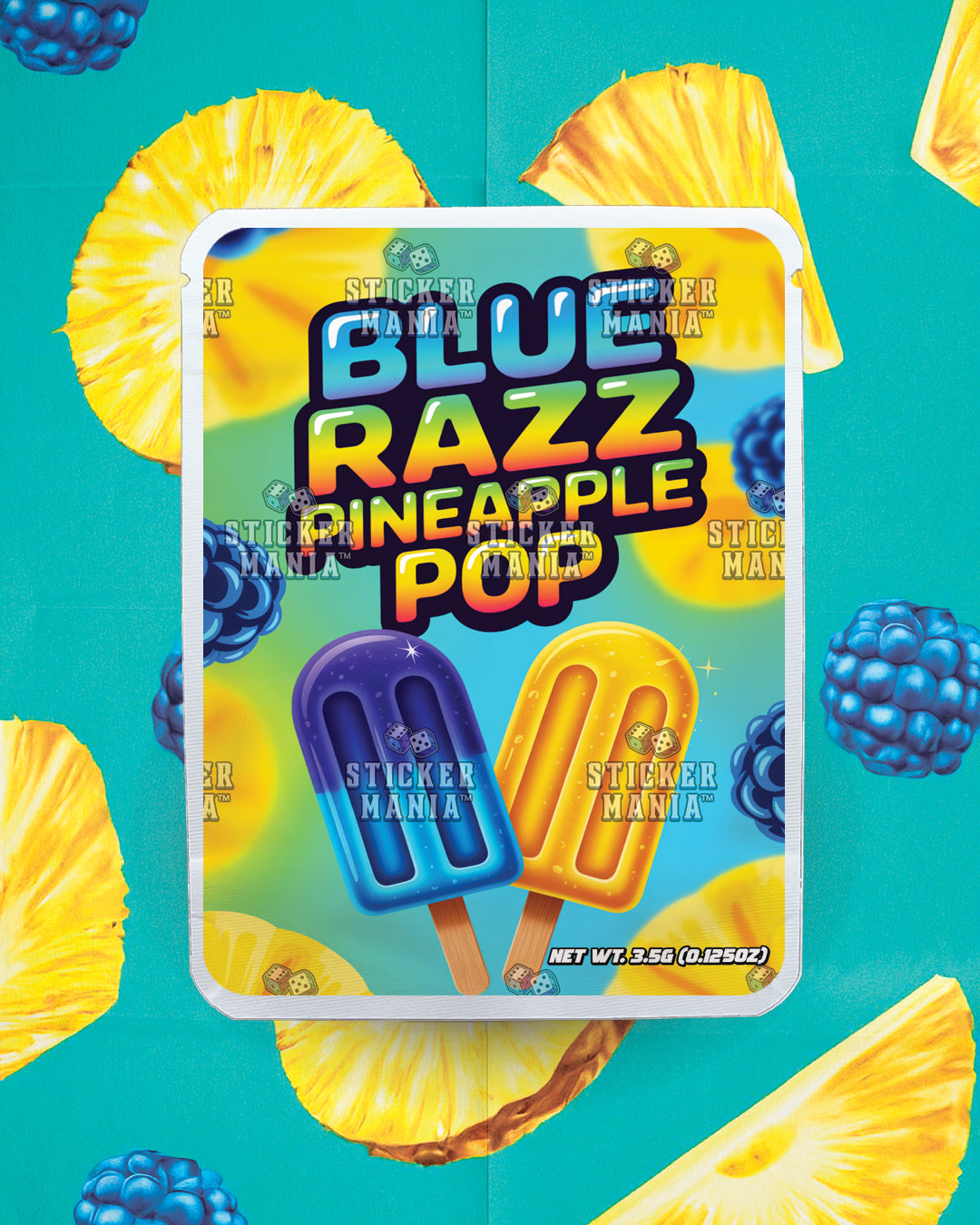 Blue Razz Pineapple Pop | Pre-Made Sticker Bag | 3.5g