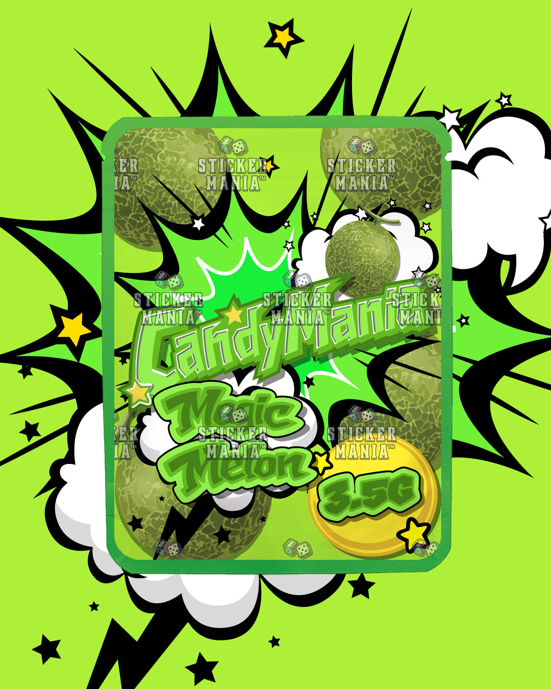 Candy Mania Magic Melon | Pre-Made Sticker Bag | 3.5g