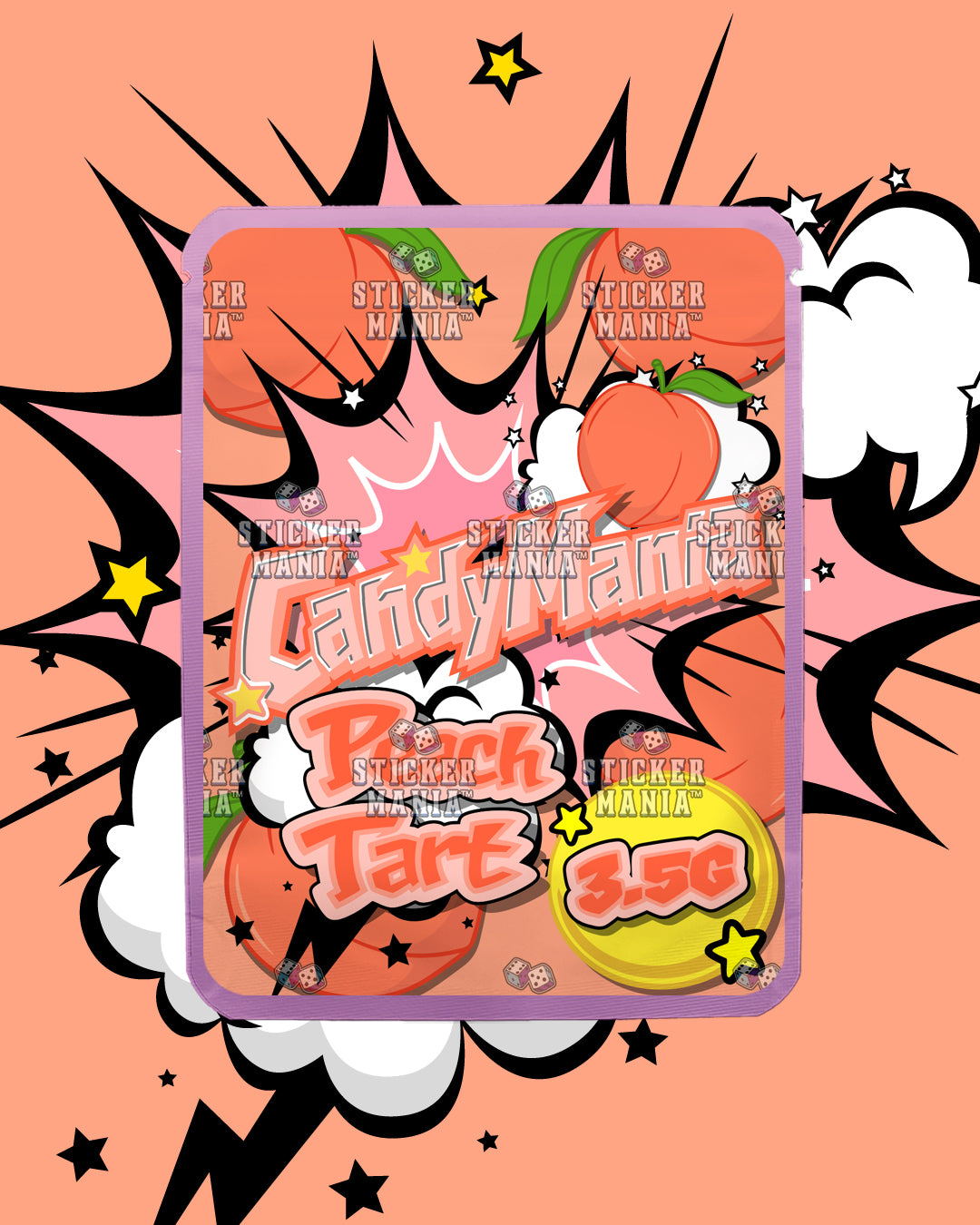 Candy Mania Peach Tart | Pre-Made Sticker Bag | 3.5g
